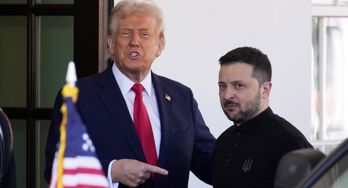 FILE - President Donald Trump welcomes Ukraine President Volodymyr Zelenskyy at the White House in Washington, Feb. 28, 2025. (AP Photo/Ben Curtis, File)