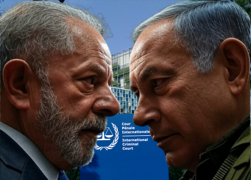 Lula x Netanyahu. edição com imagens cc e IA
